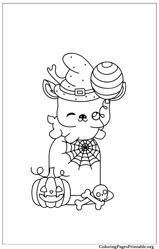 A cute Halloween cat wearing a witch’s hat, sitting next to a carved pumpkin.