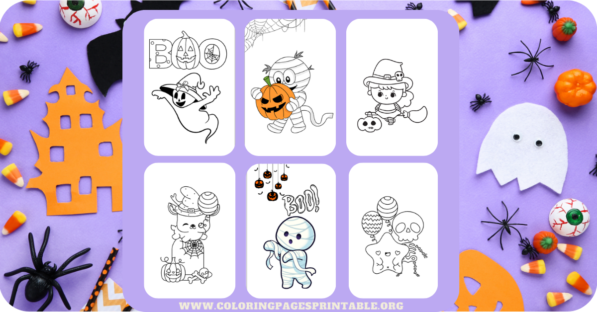 A collection of Halloween-themed coloring pages featuring pumpkins, witches, ghosts, and spooky designs for kids and adults.