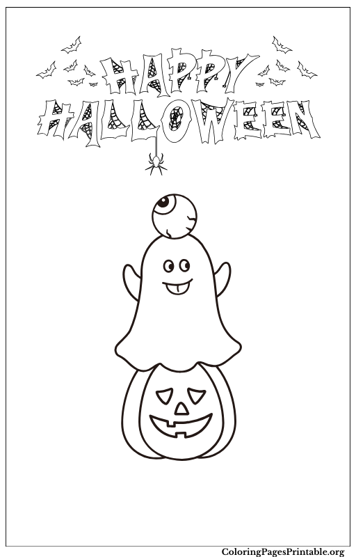 A ghost popping out of a jack-o-lantern with a "Happy Halloween" message.