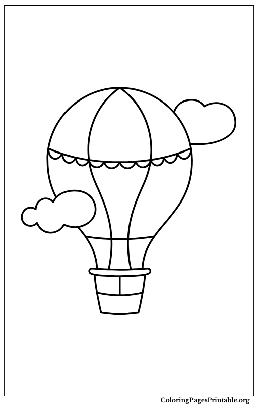 Simple hot air balloon coloring page floating in the sky.