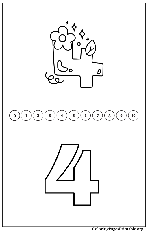 from Numbers Coloring Pages Printable this Coloring page for the number 4, with fun design images related to the number 4.