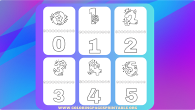 Printable numbers coloring pages featuring numbers 0 to 10 for kids to color and learn.