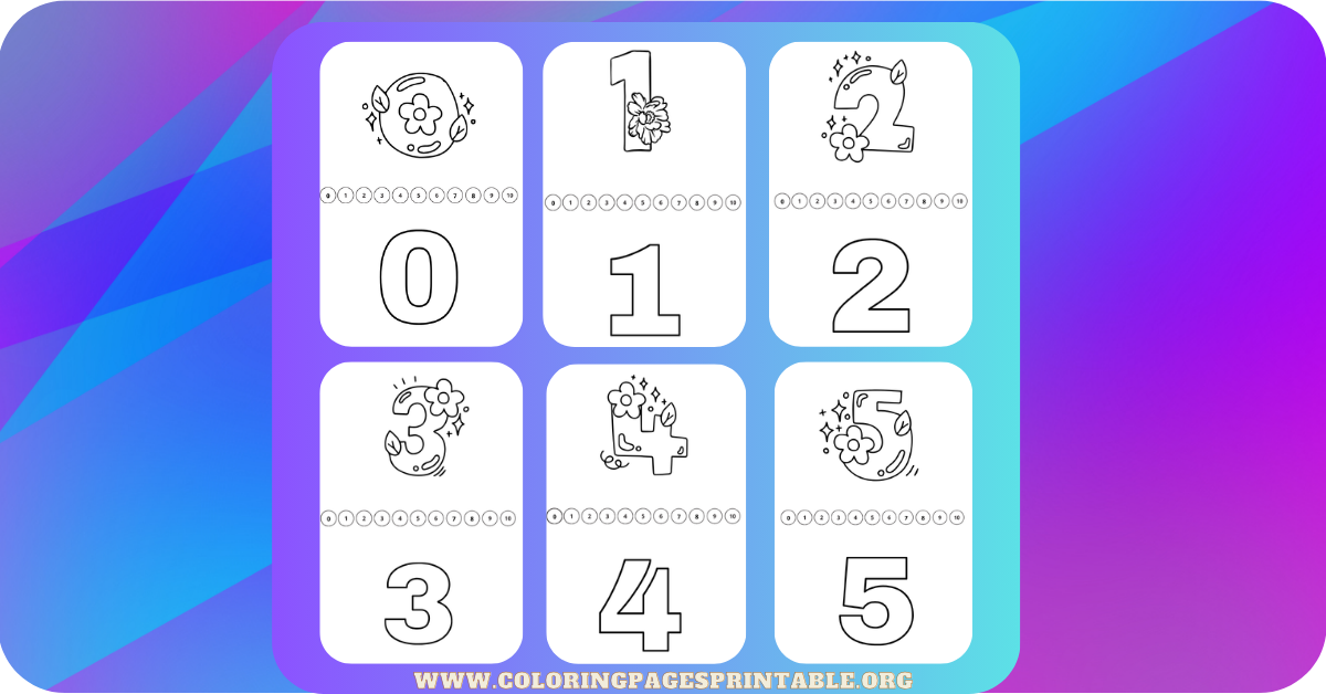 Printable numbers coloring pages featuring numbers 0 to 10 for kids to color and learn.