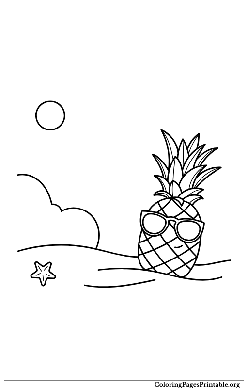 Simple pineapple coloring page for kids and adults.