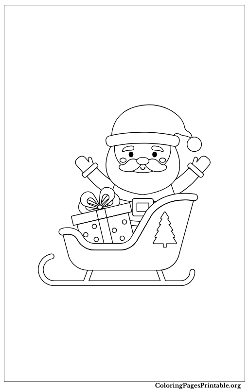 from Xmas coloring pages collection this is a cheerful Santa Claus riding on a sleigh, holding presents and spreading Christmas cheer.