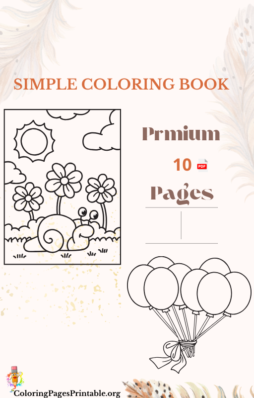 Cover of the Simple Coloring Book PDF Free Download showing playful and relaxing coloring designs.