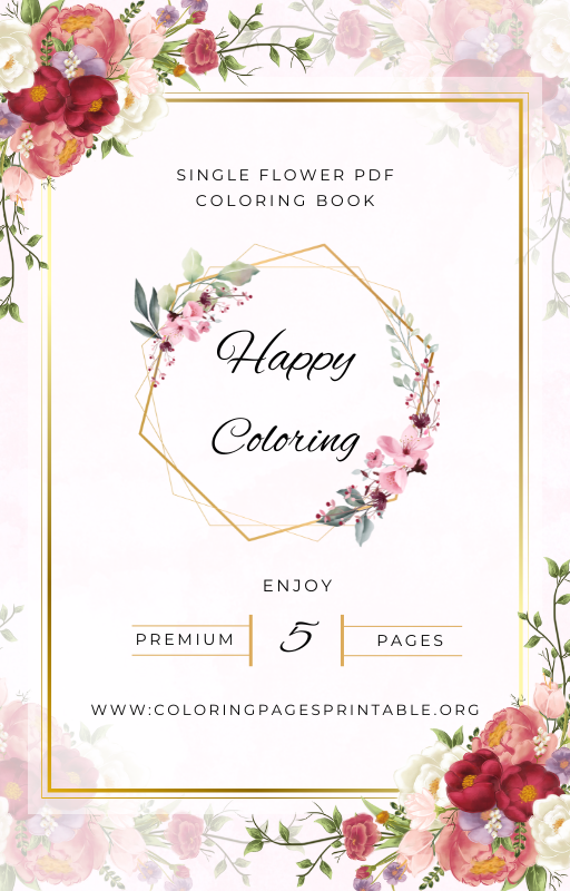 Cover of the Single Flower Coloring Book featuring premium floral designs available for free download