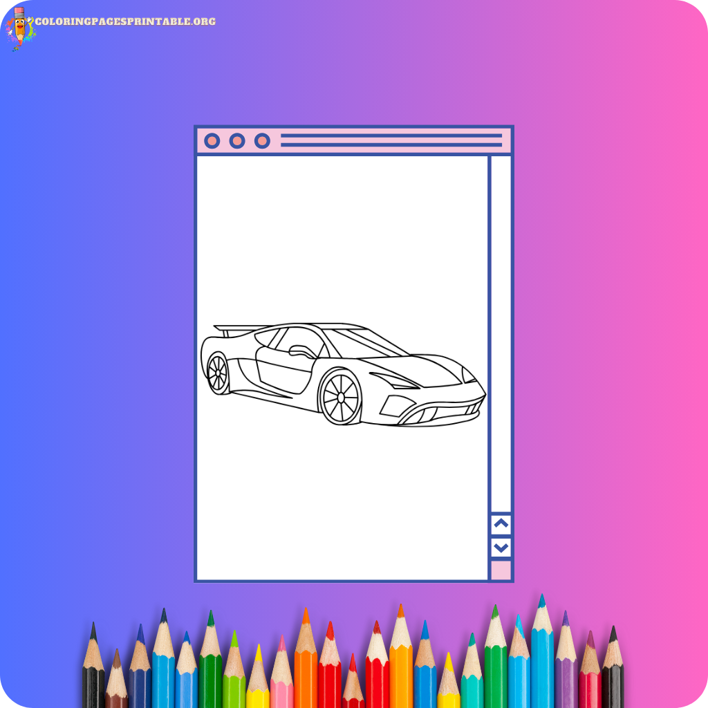 Coloring pages featuring sleek and fast sport cars.