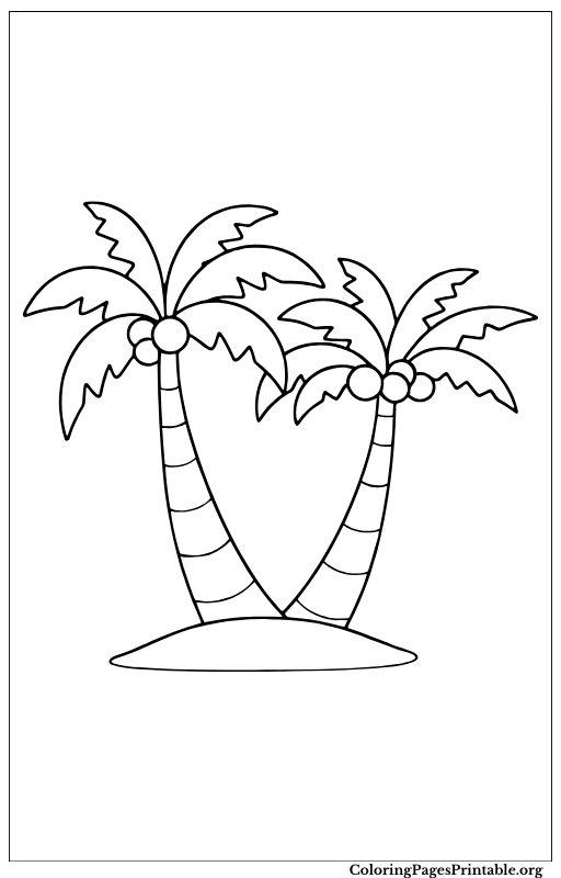 Simple tropical palm tree coloring page.