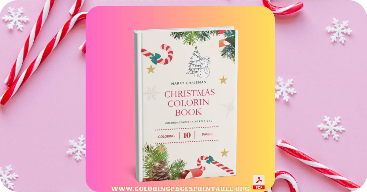 Xmas Coloring Book with Christmas-themed illustrations including Santa, reindeer, and snowman.